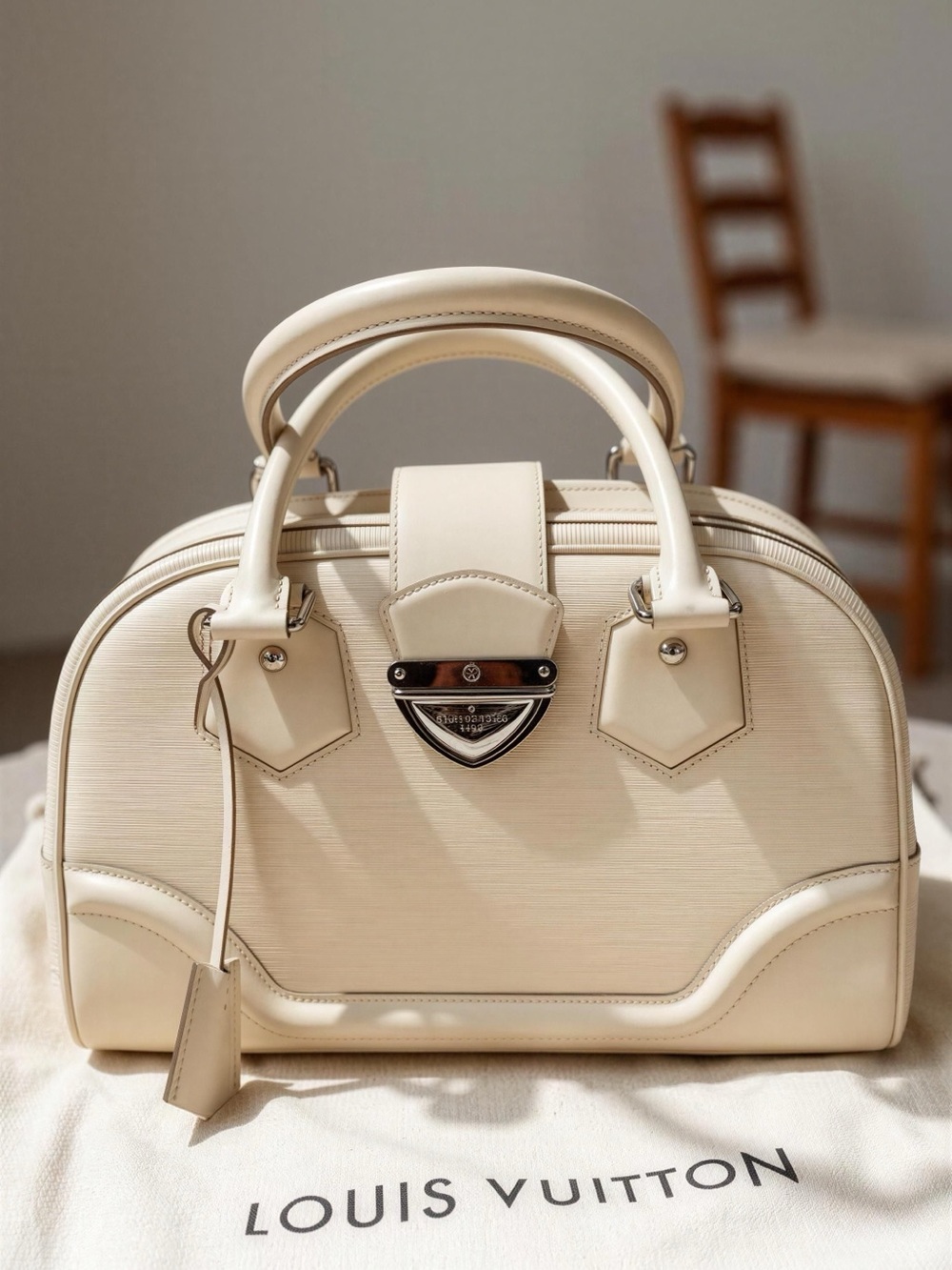 Louis Vuitton Cream Epi Leather Satchel